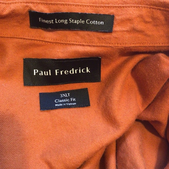 Paul Fredrick Rust Orange Button Up Shirt 3XLT Classic Fit Fall Retro Minimalist - Picture 9 of 9